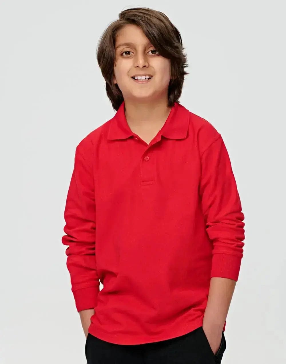Kids Poly/Cotton Pique Long Sleeve Polo PS12K